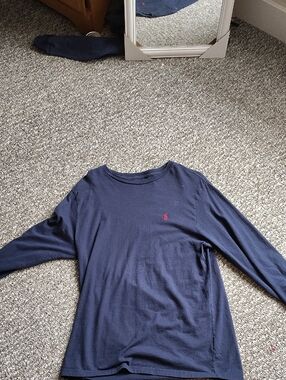 Polo by Ralph Lauren Navy Long-Sleeve Tee with Red Pony
